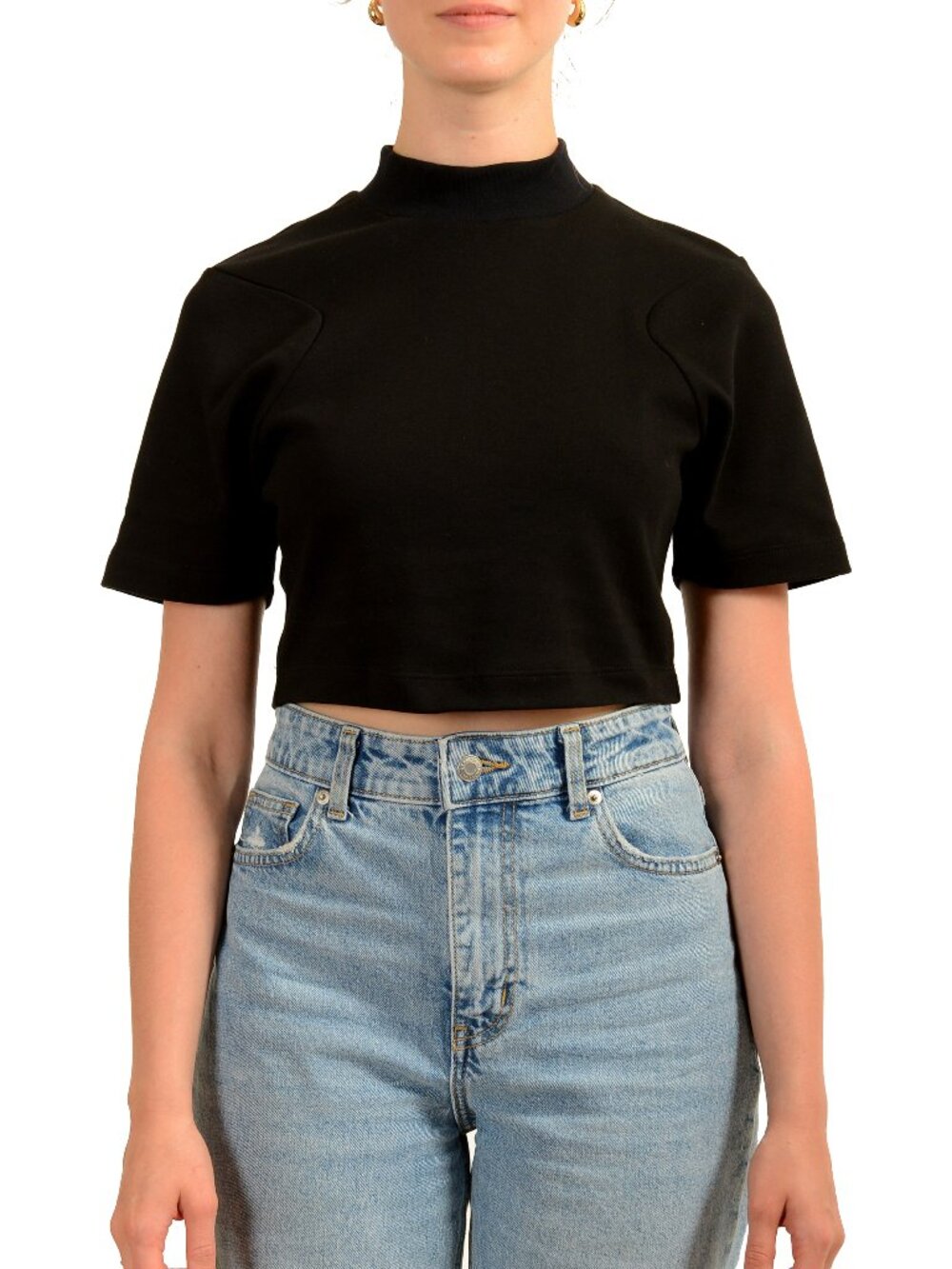 Scuderia Ferrari Women's Black Pr.Horse Interlock Cropped Top Shirt US M IT 42